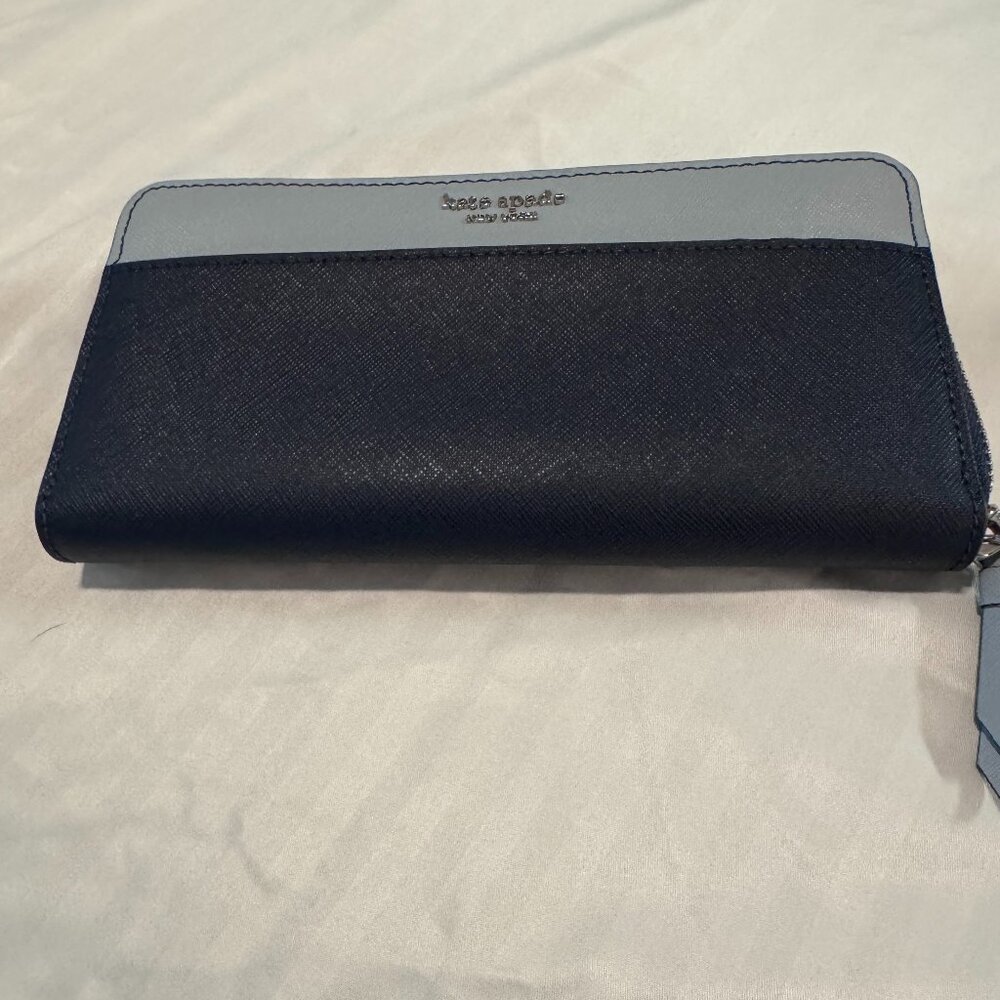 Elegant and functional Kate Spade New York zip-around wallet in a beautiful navy